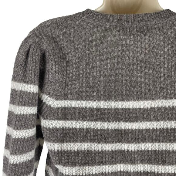 360 Cashmere Laurel Cashmere Striped Sweater Puff Shoulder Size S - Picture 7 of 9